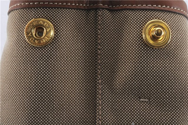 Authentic PRADA Logo Jacquard Canvas Leather 2Way Shoulder Hand Bag Brown 5558D