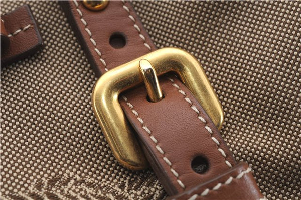Authentic PRADA Logo Jacquard Canvas Leather 2Way Shoulder Hand Bag Brown 5558D