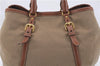Authentic PRADA Logo Jacquard Canvas Leather 2Way Shoulder Hand Bag Brown 5558D