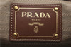 Authentic PRADA Logo Jacquard Canvas Leather 2Way Shoulder Hand Bag Brown 5558D