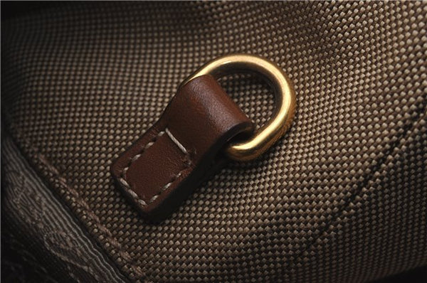 Authentic PRADA Logo Jacquard Canvas Leather 2Way Shoulder Hand Bag Brown 5558D