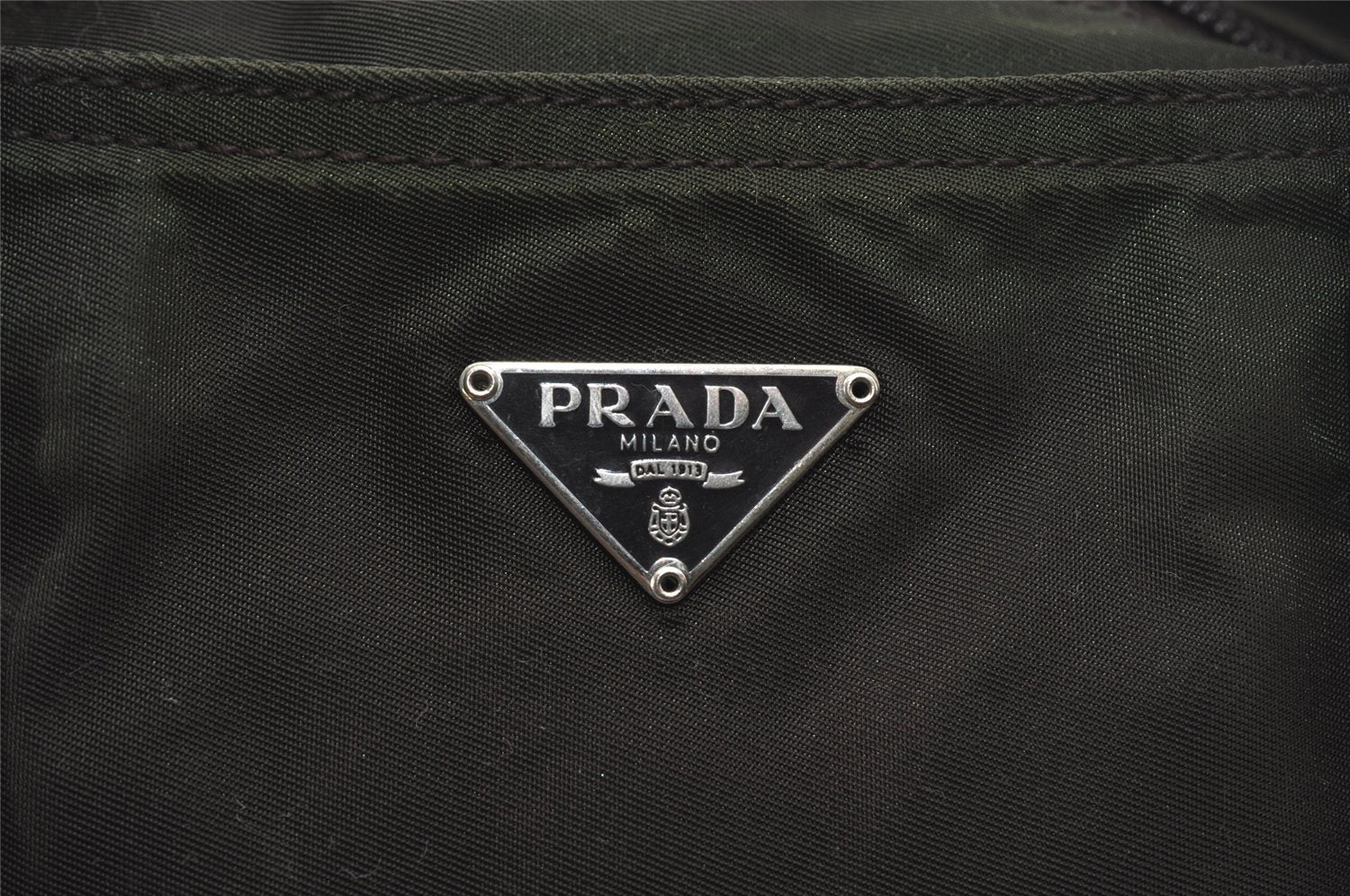 Authentic PRADA Nylon Tessuto Leather Shoulder Hand Tote Bag Khaki Green 5558I