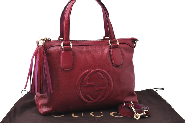 Authentic GUCCI SOHO Tassel 2Way Shoulder Hand Bag Enamel 308362 Pink 5559D