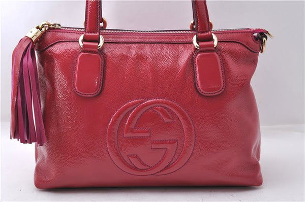 Authentic GUCCI SOHO Tassel 2Way Shoulder Hand Bag Enamel 308362 Pink 5559D