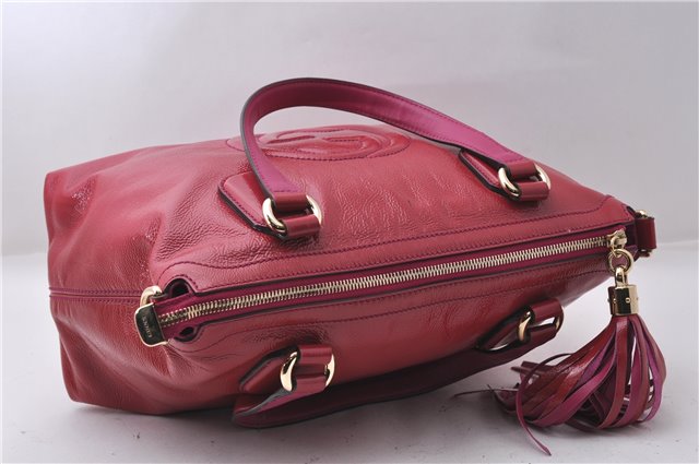 Authentic GUCCI SOHO Tassel 2Way Shoulder Hand Bag Enamel 308362 Pink 5559D