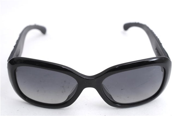 Authentic CHANEL Sunglasses Tweed CoCo Mark Plastic 5240-A Black Box 5559E
