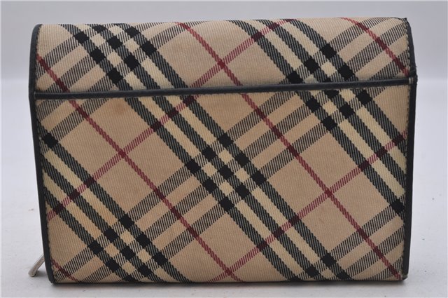 Authentic BURBERRY Nova Check Bifold Wallet Purse Nylon Leather Beige Box 5561E