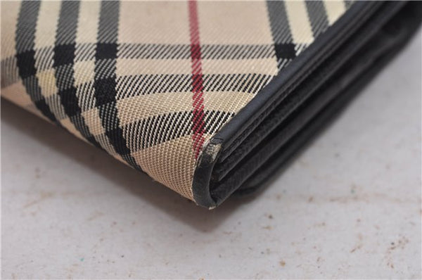 Authentic BURBERRY Nova Check Bifold Wallet Purse Nylon Leather Beige Box 5561E