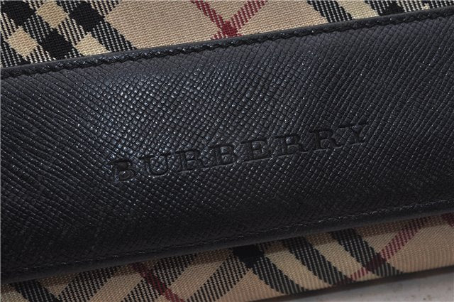 Authentic BURBERRY Nova Check Bifold Wallet Purse Nylon Leather Beige Box 5561E