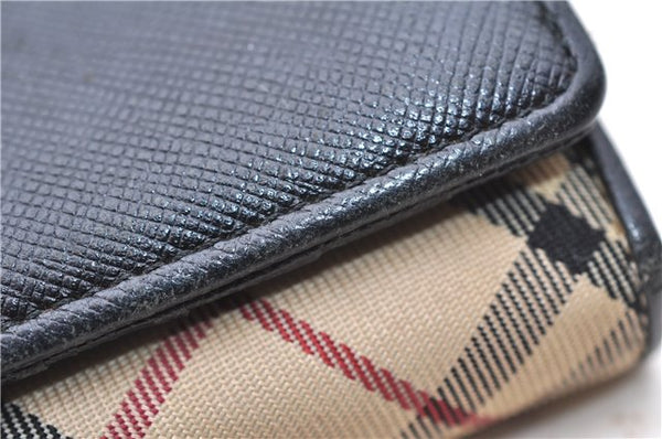 Authentic BURBERRY Nova Check Bifold Wallet Purse Nylon Leather Beige Box 5561E