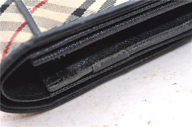 Authentic BURBERRY Nova Check Bifold Wallet Purse Nylon Leather Beige Box 5561E