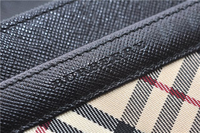 Authentic BURBERRY Nova Check Bifold Wallet Purse Nylon Leather Beige Box 5561E