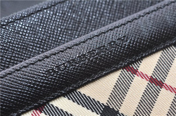 Authentic BURBERRY Nova Check Bifold Wallet Purse Nylon Leather Beige Box 5561E
