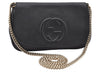 Authentic GUCCI SOHO Chain Shoulder Cross Body Bag Leather 536224 Black 5561I