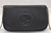 Authentic GUCCI SOHO Chain Shoulder Cross Body Bag Leather 536224 Black 5561I