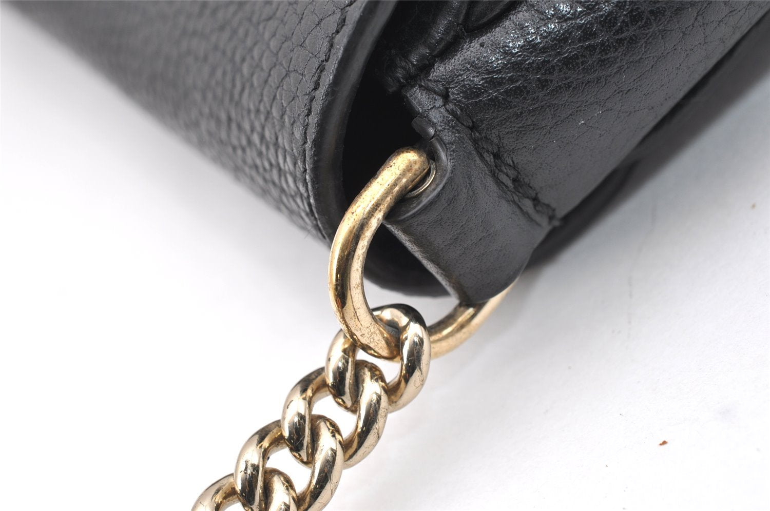 Authentic GUCCI SOHO Chain Shoulder Cross Body Bag Leather 536224 Black 5561I