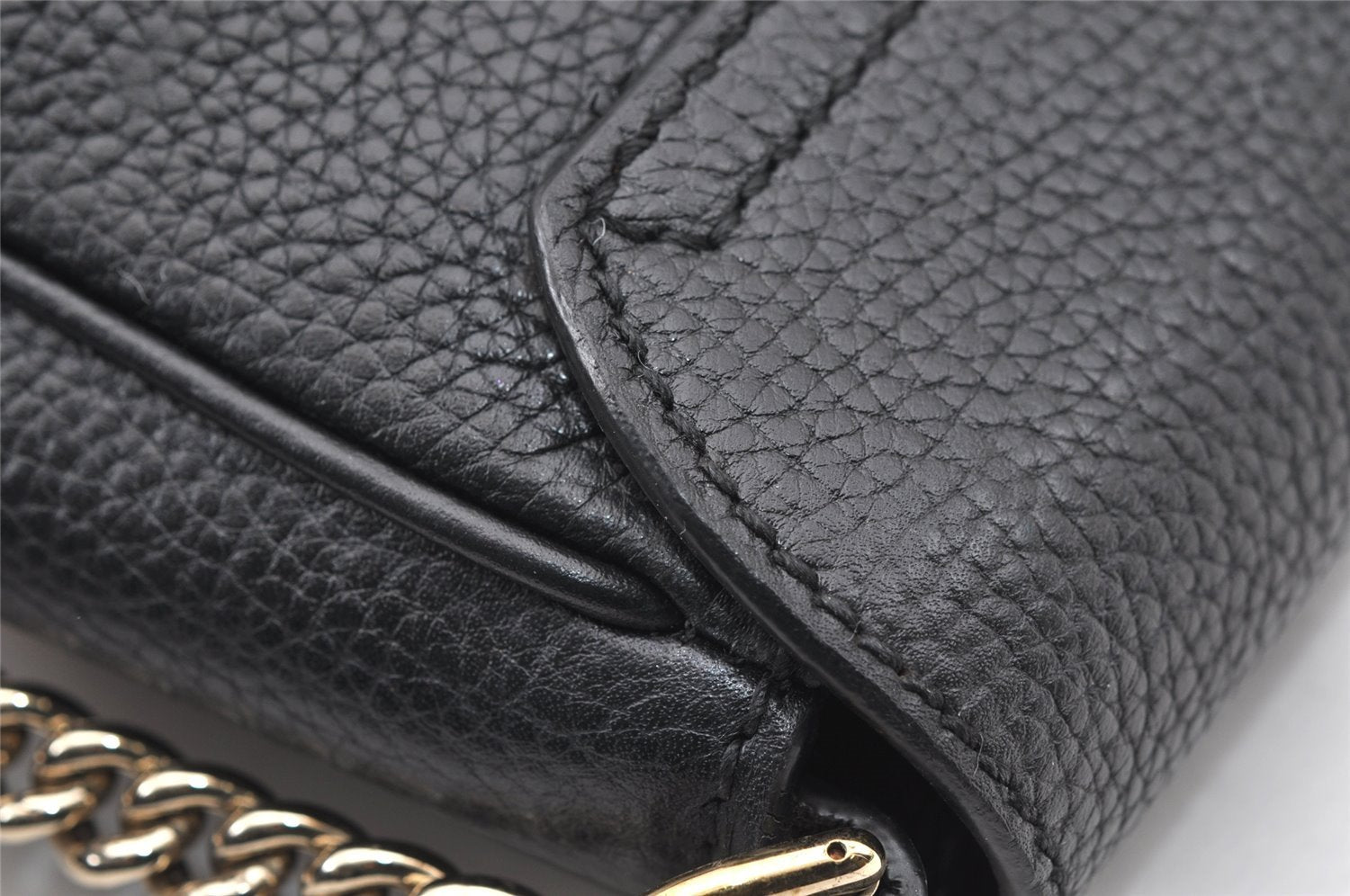 Authentic GUCCI SOHO Chain Shoulder Cross Body Bag Leather 536224 Black 5561I
