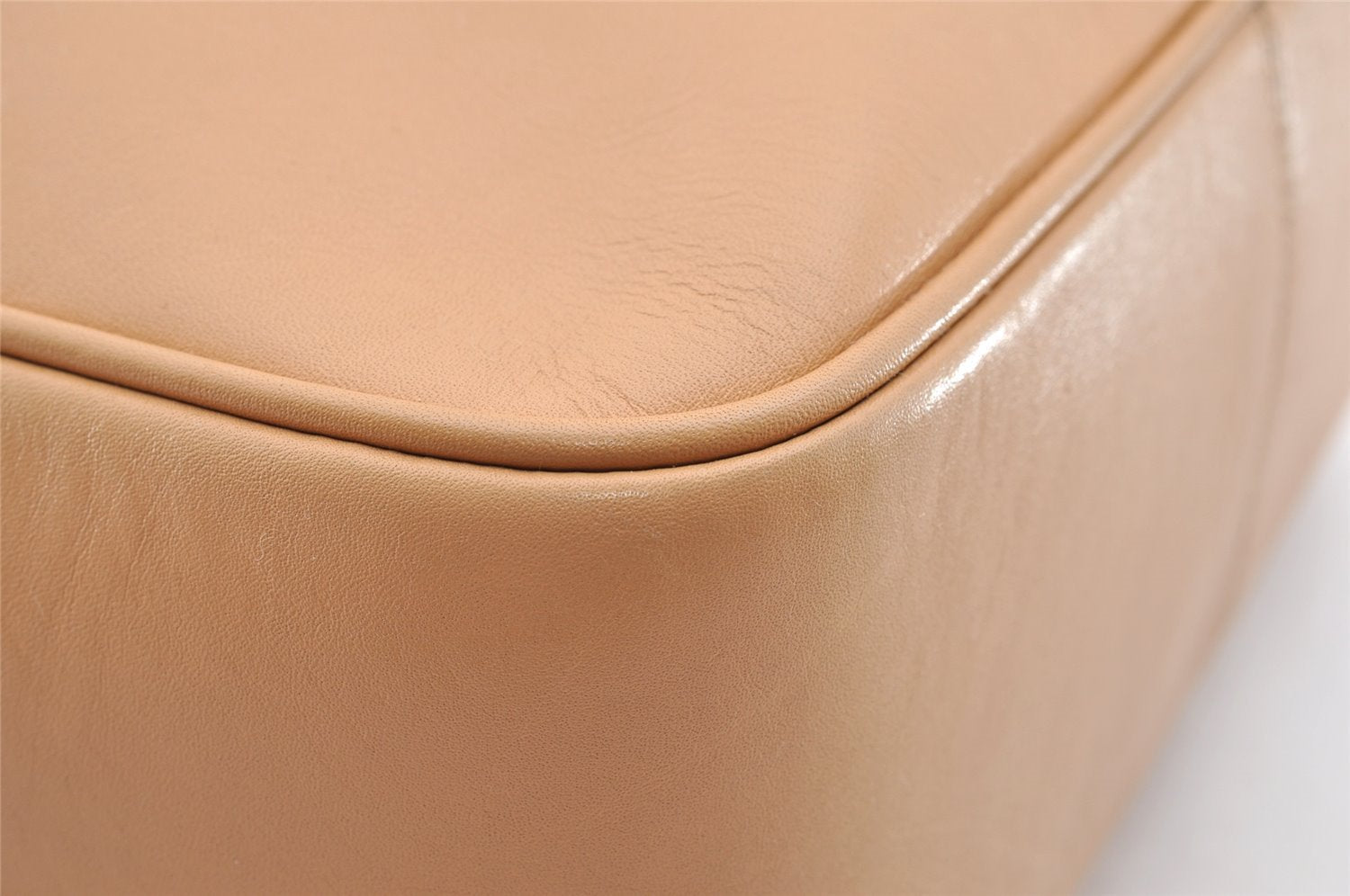 Authentic GUCCI Bamboo Chain Shoulder Cross Body Bag Leather Beige Junk 5562I