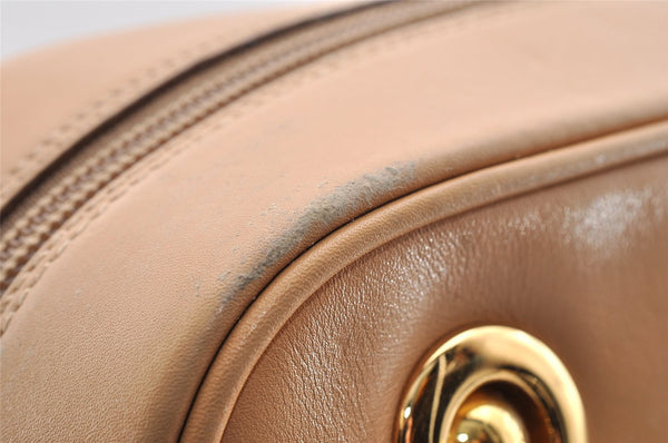 Authentic GUCCI Bamboo Chain Shoulder Cross Body Bag Leather Beige Junk 5562I