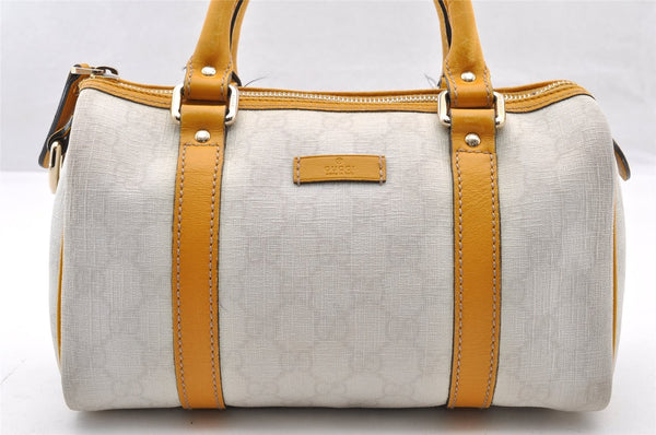 Authentic GUCCI Hand Boston Bag Purse GG PVC Leather 193604 White 5564I