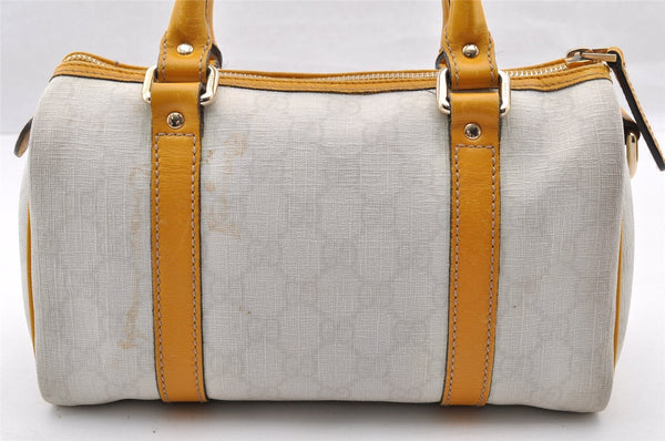 Authentic GUCCI Hand Boston Bag Purse GG PVC Leather 193604 White 5564I