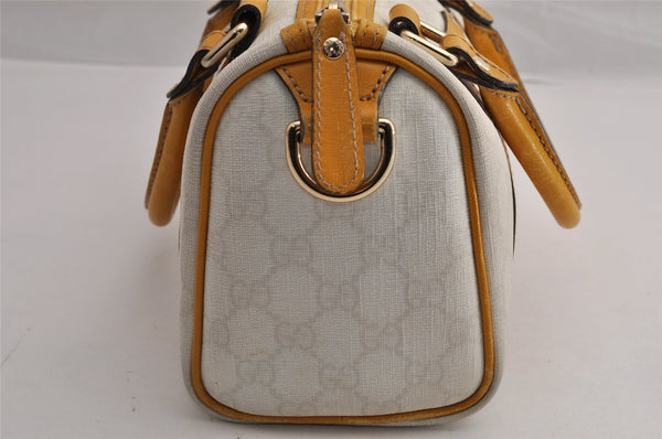 Authentic GUCCI Hand Boston Bag Purse GG PVC Leather 193604 White 5564I
