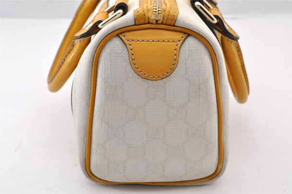 Authentic GUCCI Hand Boston Bag Purse GG PVC Leather 193604 White 5564I