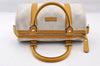 Authentic GUCCI Hand Boston Bag Purse GG PVC Leather 193604 White 5564I