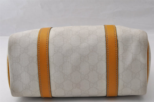 Authentic GUCCI Hand Boston Bag Purse GG PVC Leather 193604 White 5564I