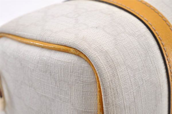 Authentic GUCCI Hand Boston Bag Purse GG PVC Leather 193604 White 5564I