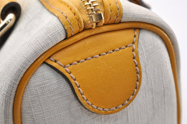 Authentic GUCCI Hand Boston Bag Purse GG PVC Leather 193604 White 5564I