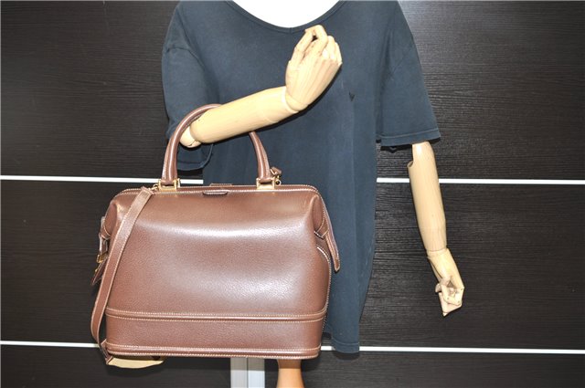 Authentic GUCCI Vintage 2Way Shoulder Doctors Bag Leather Brown 5565C