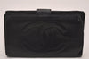 Authentic CHANEL Caviar Skin CC Logo Bifold Wallet Purse Black Junk 5565I