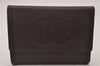 Authentic CHANEL Caviar Skin Vintage CC Logo Trifold Wallet Purse Wine Red 5566I