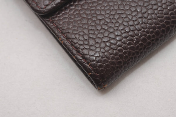 Authentic CHANEL Caviar Skin Vintage CC Logo Trifold Wallet Purse Wine Red 5566I