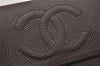 Authentic CHANEL Caviar Skin Vintage CC Logo Trifold Wallet Purse Wine Red 5566I
