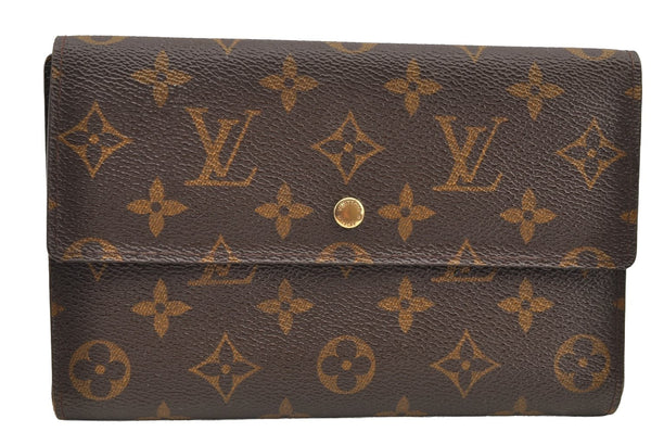 Authentic Louis Vuitton Monogram Pochette Pass Pole M60135 Trifold Wallet 5571I