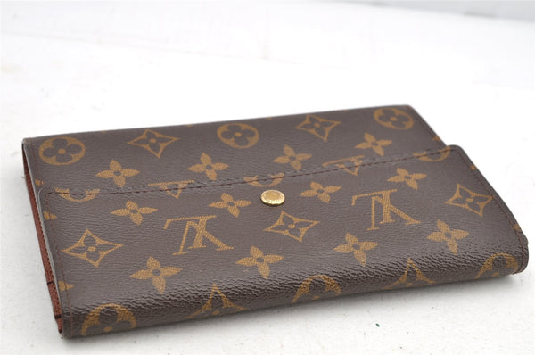 Authentic Louis Vuitton Monogram Pochette Pass Pole M60135 Trifold Wallet 5571I