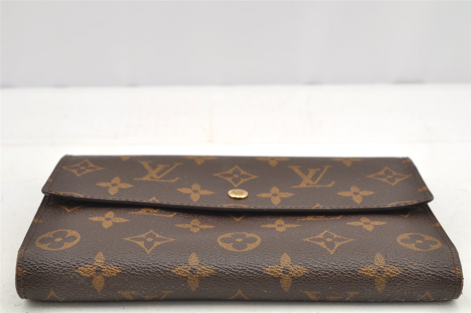 Authentic Louis Vuitton Monogram Pochette Pass Pole M60135 Trifold Wallet 5571I