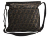 Authentic FENDI Zucca Shoulder Cross Body Bag Nylon Leather Brown Black 5574I