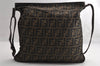 Authentic FENDI Zucca Shoulder Cross Body Bag Nylon Leather Brown Black 5574I