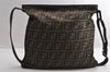 Authentic FENDI Zucca Shoulder Cross Body Bag Nylon Leather Brown Black 5574I