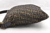 Authentic FENDI Zucca Shoulder Cross Body Bag Nylon Leather Brown Black 5574I
