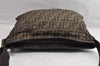Authentic FENDI Zucca Shoulder Cross Body Bag Nylon Leather Brown Black 5574I