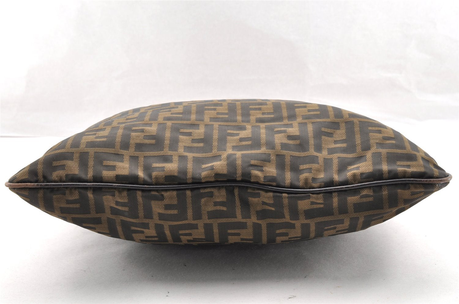 Authentic FENDI Zucca Shoulder Cross Body Bag Nylon Leather Brown Black 5574I