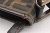 Authentic FENDI Zucca Shoulder Cross Body Bag Nylon Leather Brown Black 5574I