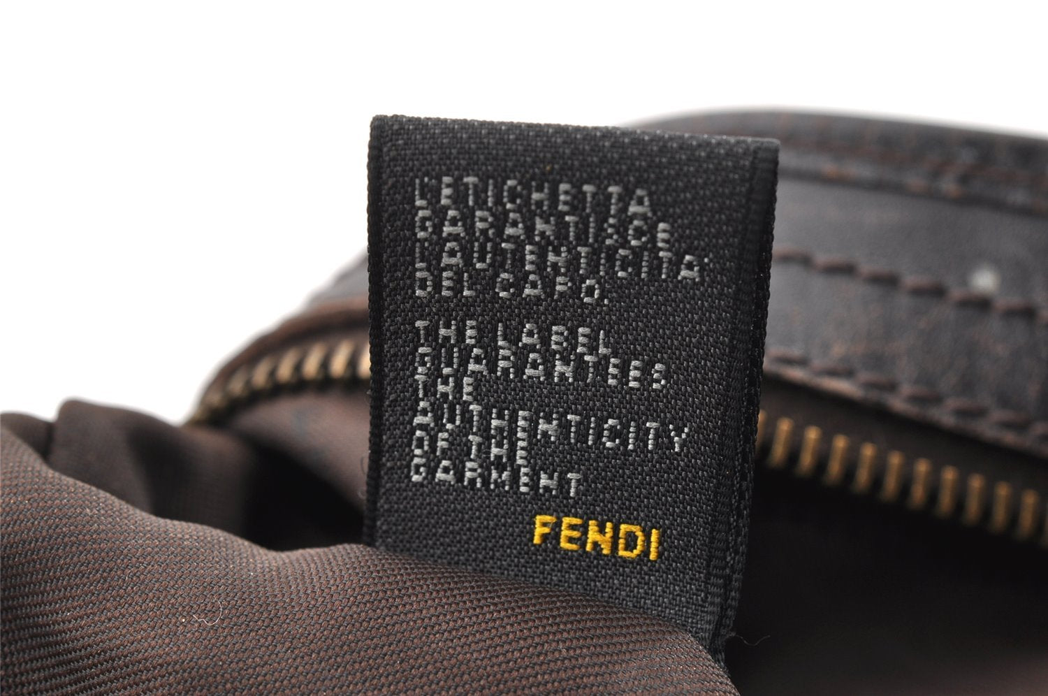 Authentic FENDI Zucca Shoulder Cross Body Bag Nylon Leather Brown Black 5574I