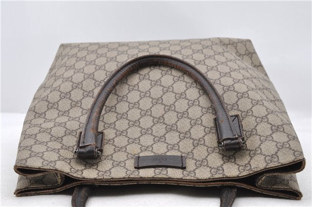 Authentic GUCCI Sholulder Hand Tote Bag GG PVC Leather 131220 Brown 5577C