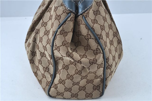 Auth GUCCI Sukey Shoulder Tote Bag GG Canvas Leather 211944 Brown Blue 5581C