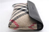 Authentic BURBERRY Nova Check Clutch Hand Bag Purse Wool Leather Beige 5581E